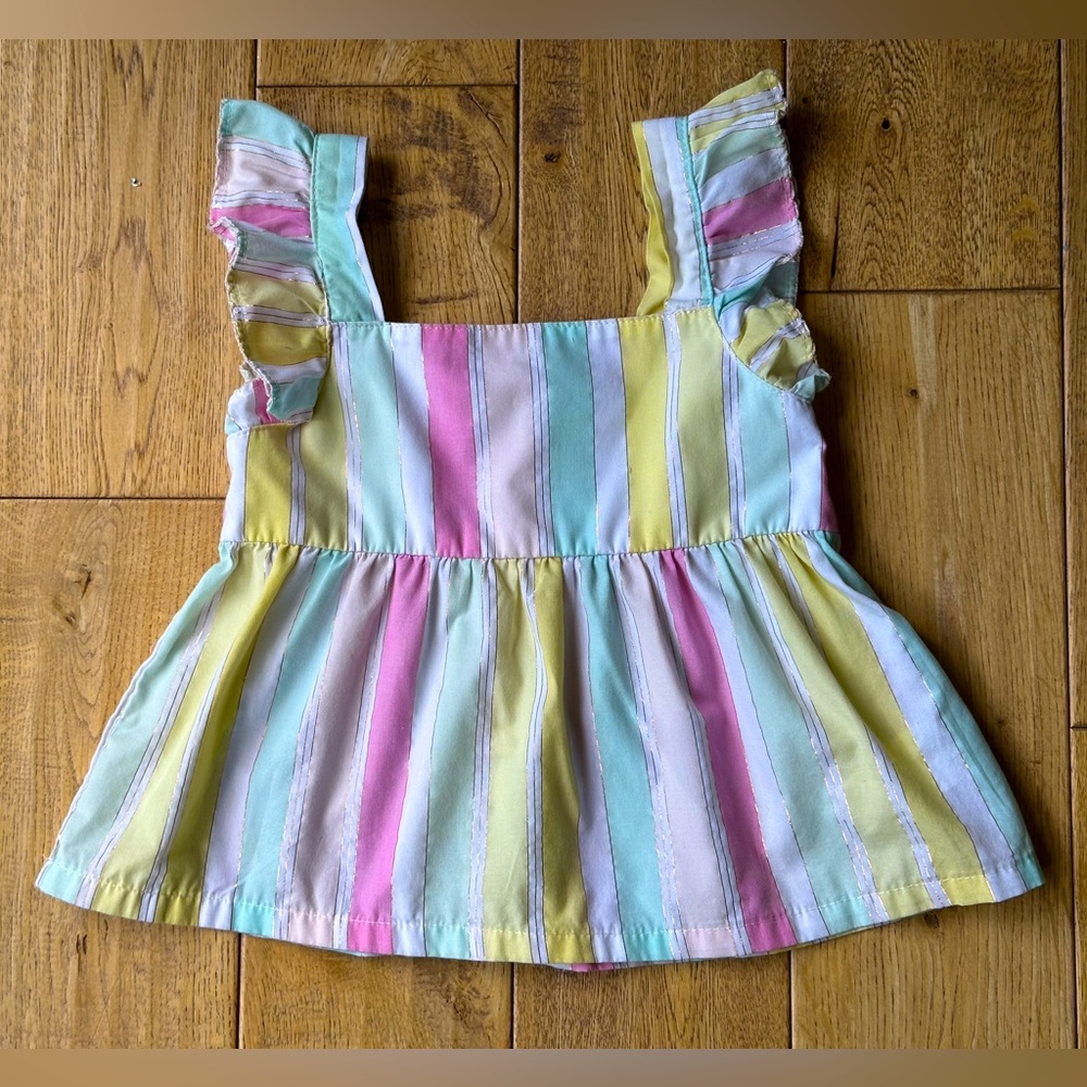 Penelope Mack Pastel Stripe Ruffle Top size 4